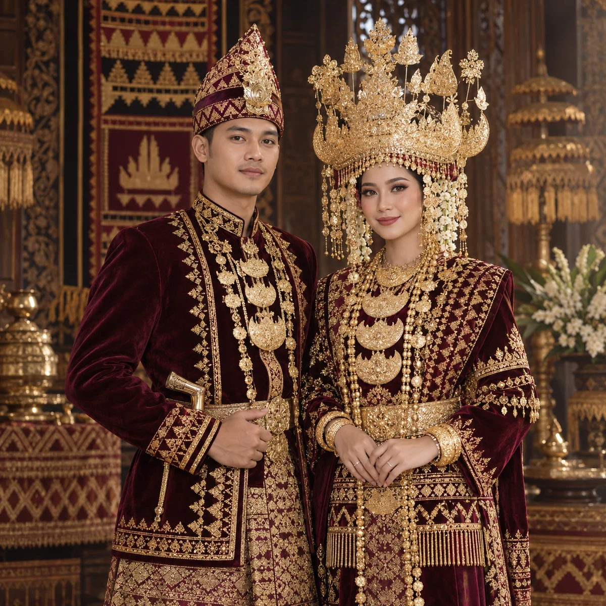 Pasangan pengantin adat Lampung