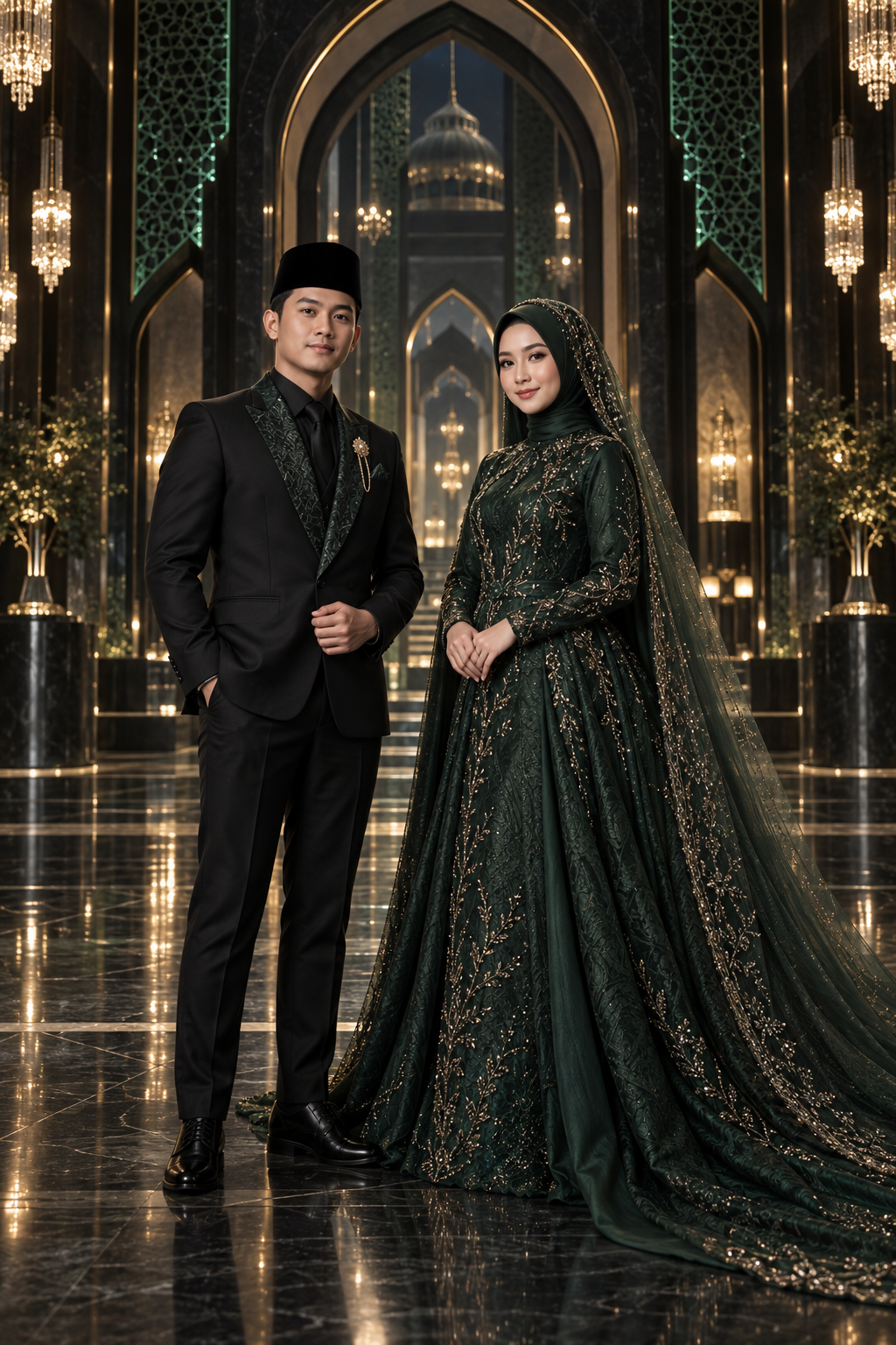 Pasangan pengantin Luxury Islami