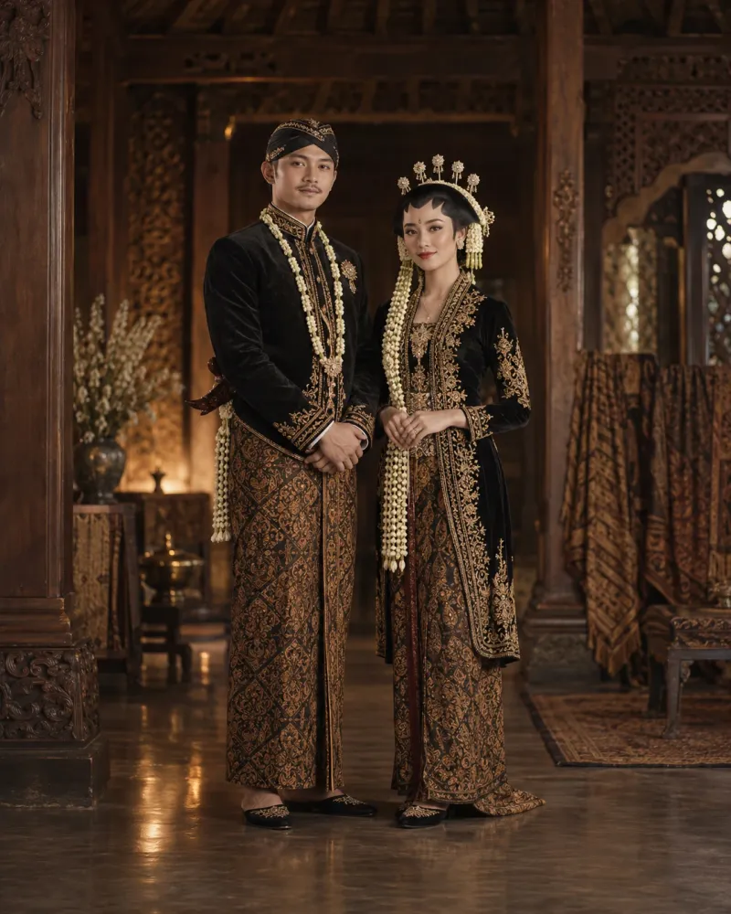 Contoh pasangan dalam busana pengantin Jawa